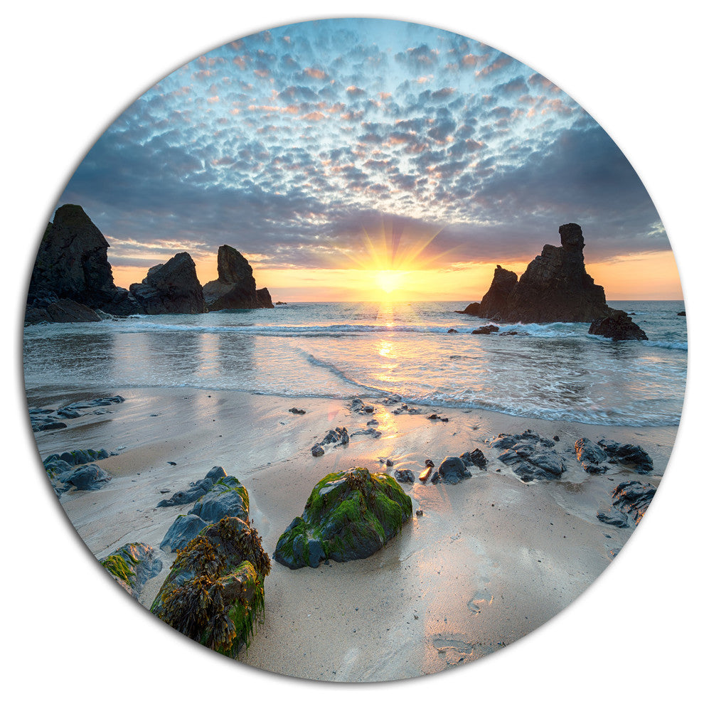 Beautiful Porthcothan Bay, Seashore Disc Metal Artwork, 38"
