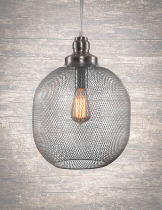 15'' Plexus Pendant, Smoke Antique Bulb, Brushed Nickel