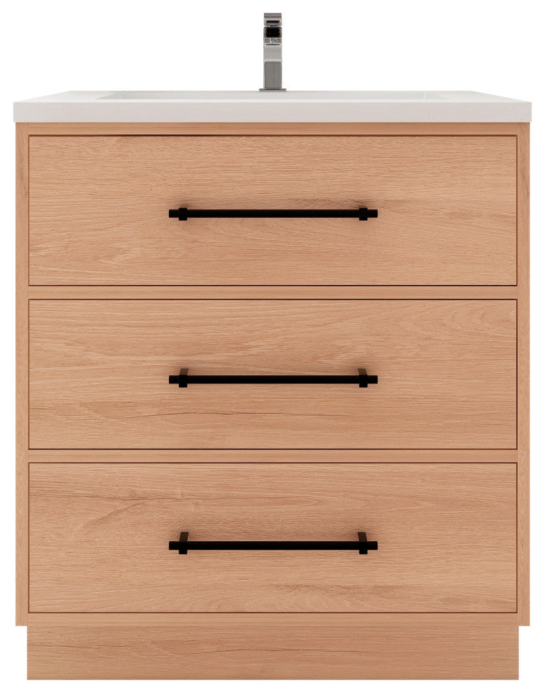 Victoria 30" Solid Wood Bath Vanity, Red Oak