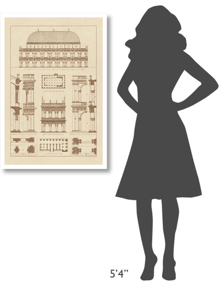 "Basilica at Vicenza and Library of St. Marks at Venice" Paper Art, 26"x38"