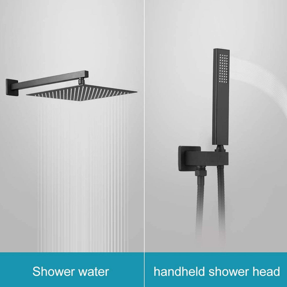 Wellfor 12" Square Bathroom Luxury Rain Mixer Shower Combo Set