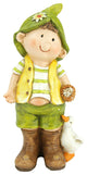 Young Boy Gnome Standing With Duck Spring Outdoor Garden Patio Figure, 9.75"