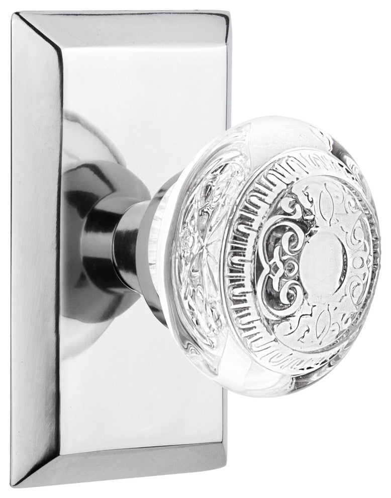 Studio Plate Single Dummy Crystal Egg and Dart Knob, Bright Chrome, STUCED