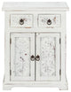 Distressed White Wooden Carved 2 Door and 2 Drawer Cabinet