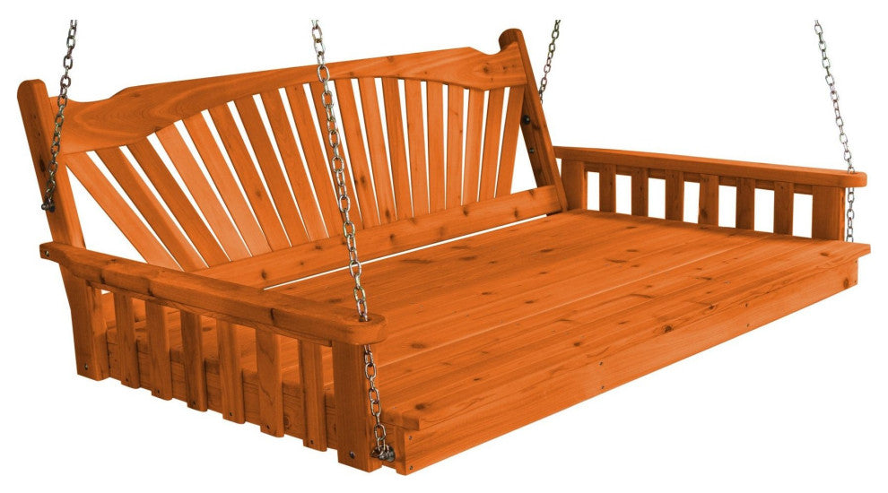 Pine Fanback Swingbed, Redwood Stain, 4 Foot