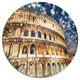 Wonderful Coliseum At Dusk, Landscape Round Metal Wall Art, 23"