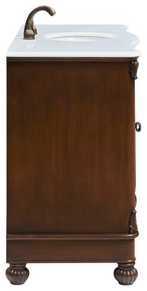 48" Single Bathroom Vanity, Teak Color With ivory white engineered marble, 48