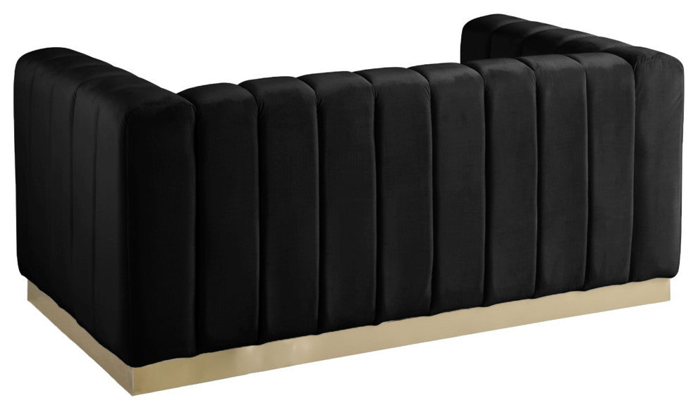 Marlon Velvet Upholstered Loveseat, Black