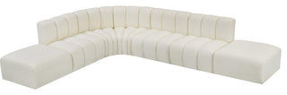Arc Vegan Leather Upholstered 7-Pc. L-Shaped Modular Sectional, Cream