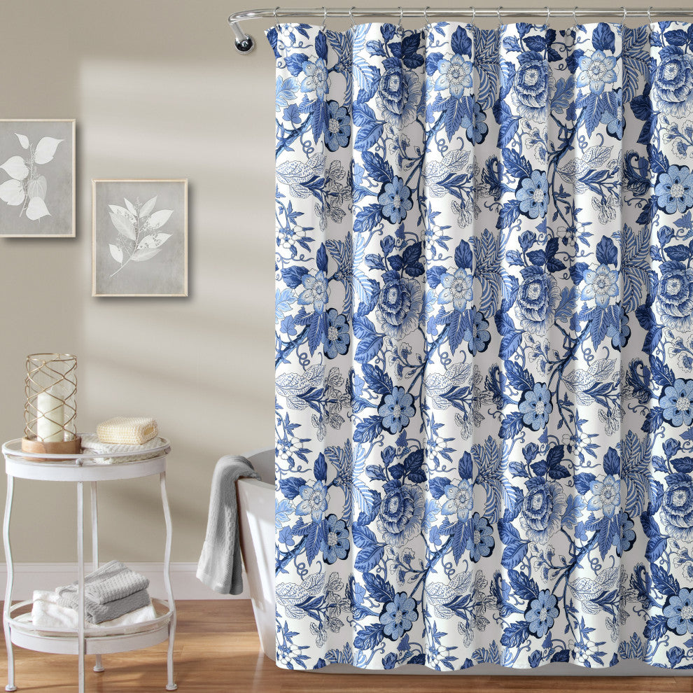 Sydney 72"x72" Shower Curtain, Navy/White