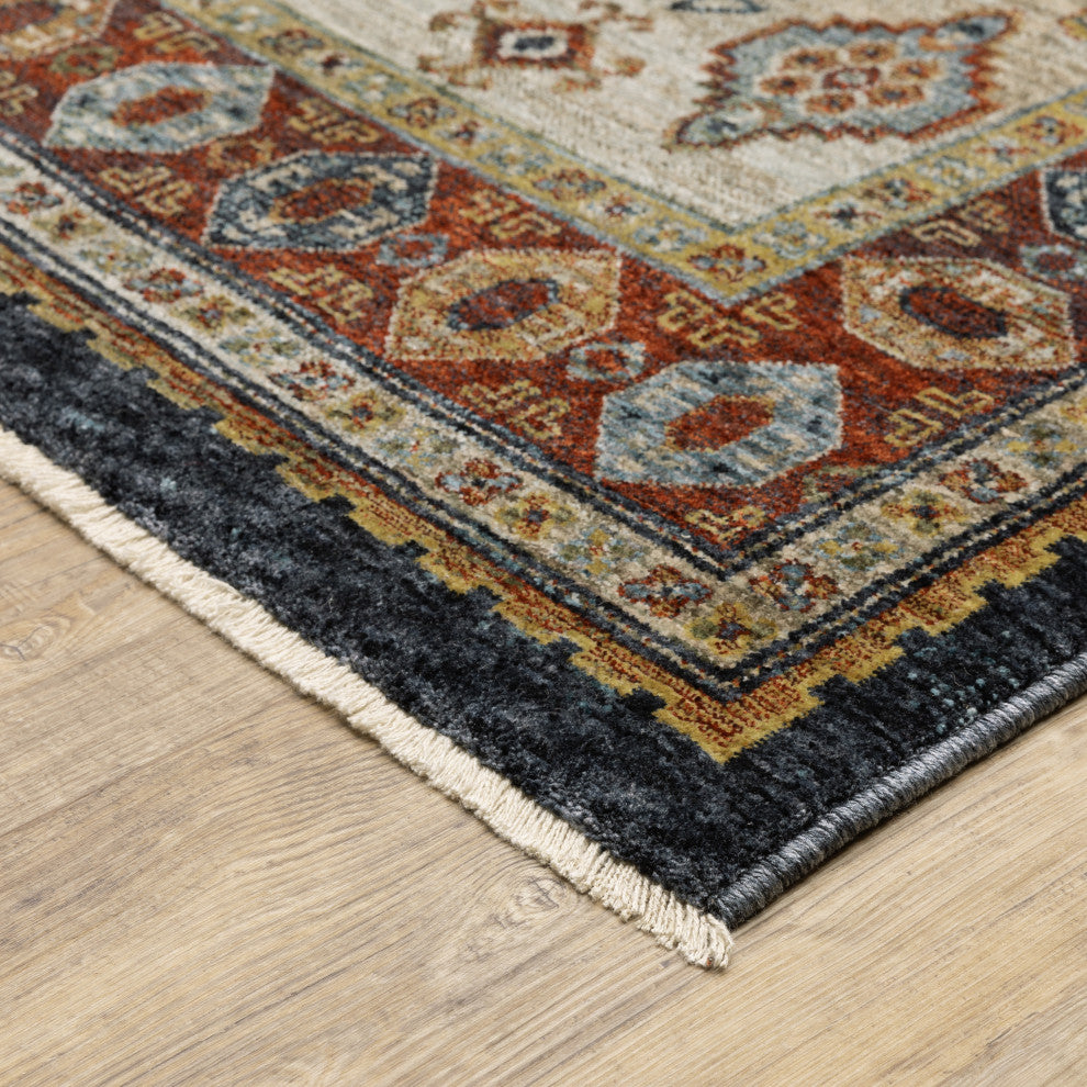 Augustus Medallion Blue/ Multi Indoor Area Rug, Blue, 7'10"x10'10"