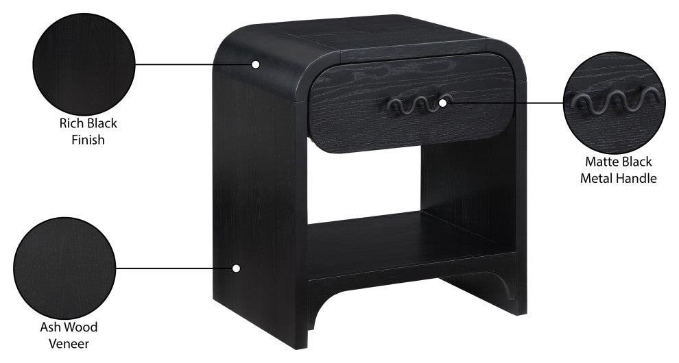 Hayes Night Stand / Side Table, Black, Black