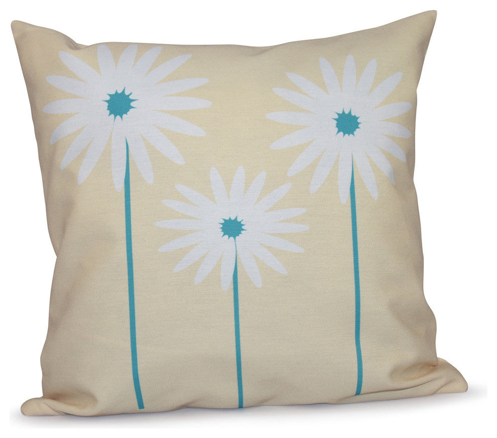 Daisy May Floral Print Outdoor Pillow, Soft Yellow, 20"x20"