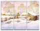 "Old Winter Village" Watercolor Metal Wall Art, 3 Panels, 36"x28"