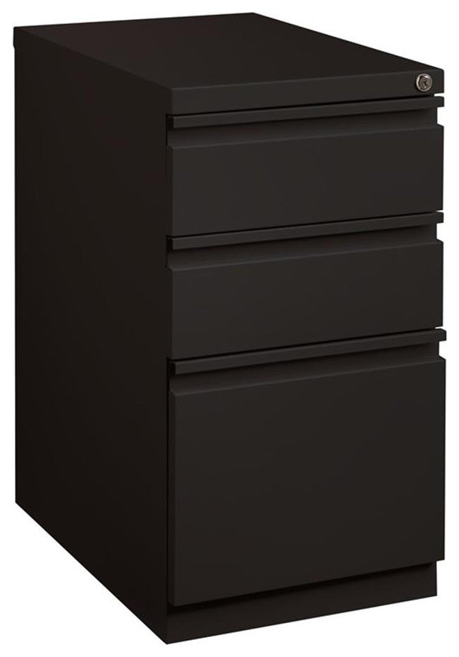 Hirsh 23-in Deep Mobile Metal Pedestal 3-Drawer Box/Box/File Black