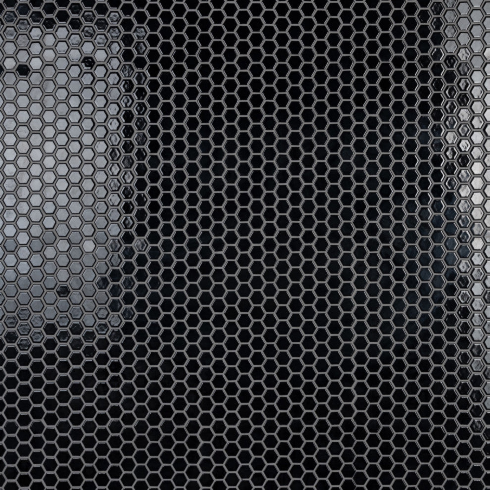 Metro Hex Matte Porcelain Mosaic Floor and Wall Tile, Black