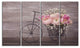Ranunculus Flowers on Bicycle, Floral Canvas Art Print, 48"x28", 4 Panels