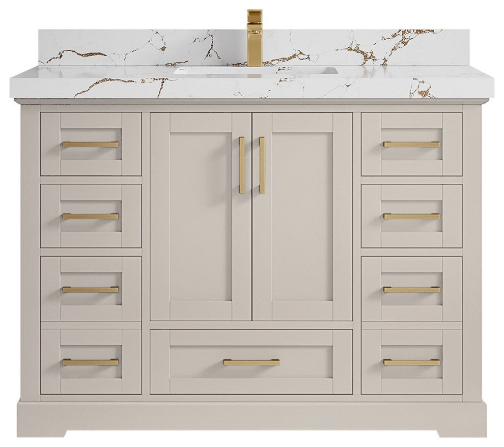 Boston 48" Single Sink Bath Vanity in Fine Grain 2" Viola Brown