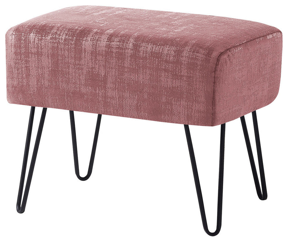 Textured Velvet Ottoman, Withered Rose