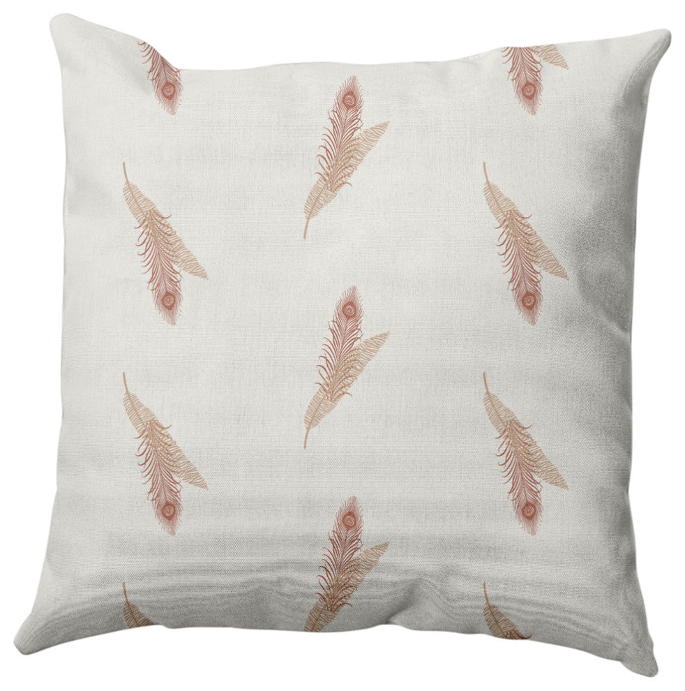 Feather Stripe Decorative Throw Pillow, Basswood Brown, 16"x16"