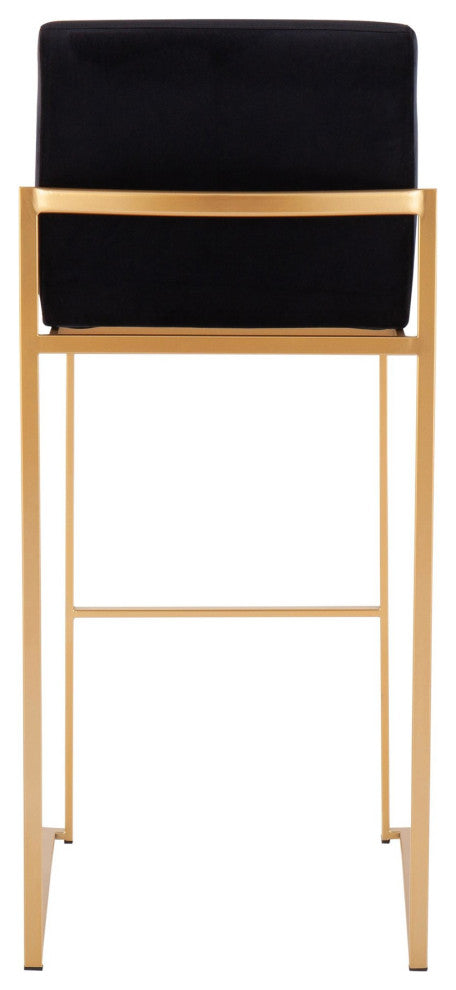 Lumisource Fuji Contemporary High Back Barstool, Gold Steel and Black Velvet