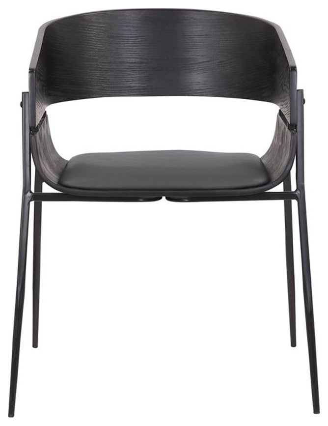 Armen Living Bronte Modern Wood Dining Room Chairs in Black/Gray (Set of 2)