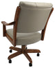 Swivel Wood Dining Caster Chair with Wheels - Casa, Ocean Beige Vinyl - Honey