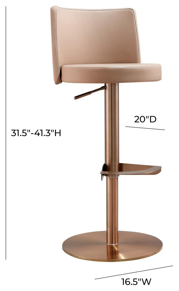 Loosha Cafe Au Lait and Rose Gold Adjustable Stool