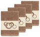 Linum Home Textiles Annabelle Embellished, Latte, Washcloth, 4-Piece Set