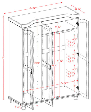 100% Solid Wood Kyle 3-Door Wardrobe, Mocha