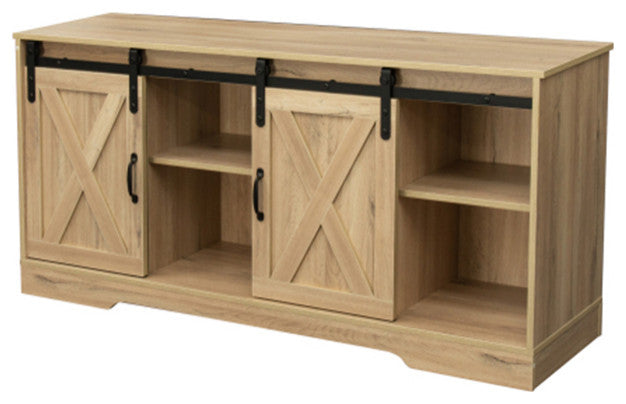 Farmhouse Wood Entertainment Center Modern Storage Cabinet TV Table with Rustic