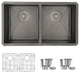 STYLISH 32in Graphite Black Double Bowl Undermount Stainless Steel Kitchen Sink