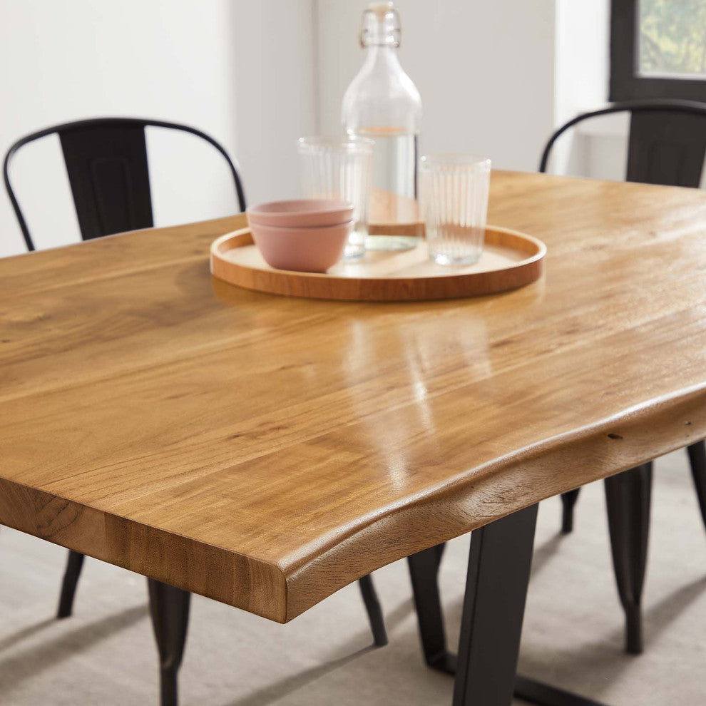 Viggo 60" Live Edge Acacia Wood Acacia Wood Dining Table - Black Natural