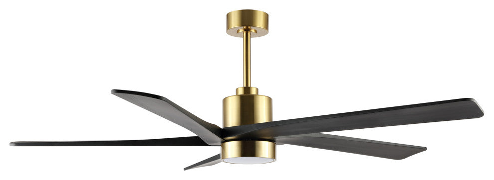 64" 5-Blade LED Ceiling Fan With Light Kit and Remote Control, Gold/Black