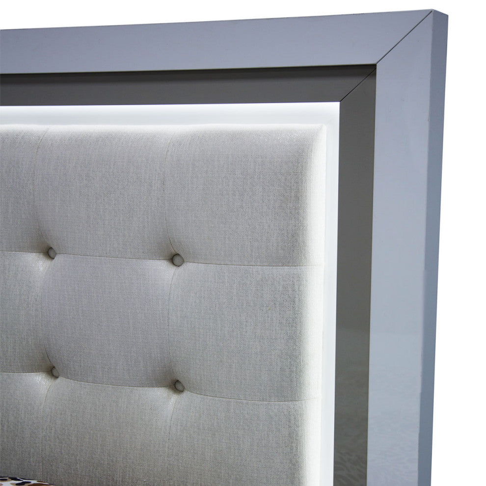 Sky Tower LED Platform Bed - Cloud White, Cal King