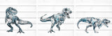 Bite and Fight T-Rex Triptych, 3-Piece Set, 32x32 Panels