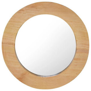 vidaXL Decorative Mirror Wall Mirror Bathroom Mirror Solid Teak Wood Round