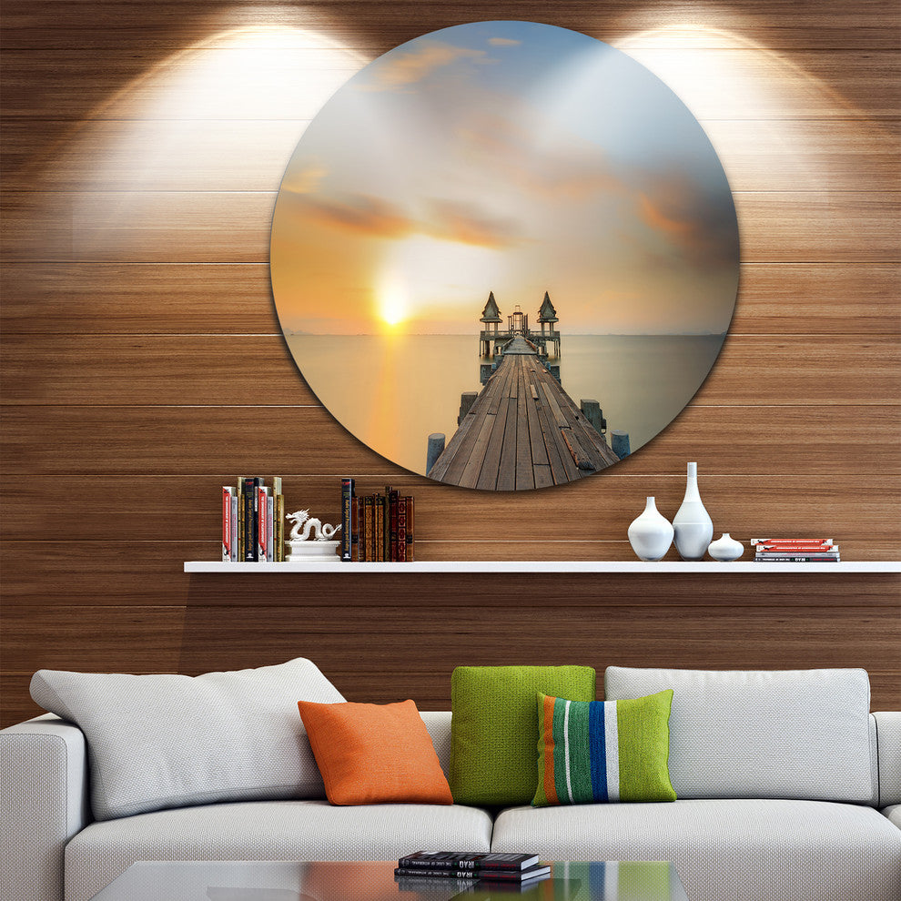 Infinity Bridge, Seascape Photography Round Wall Art, 11"