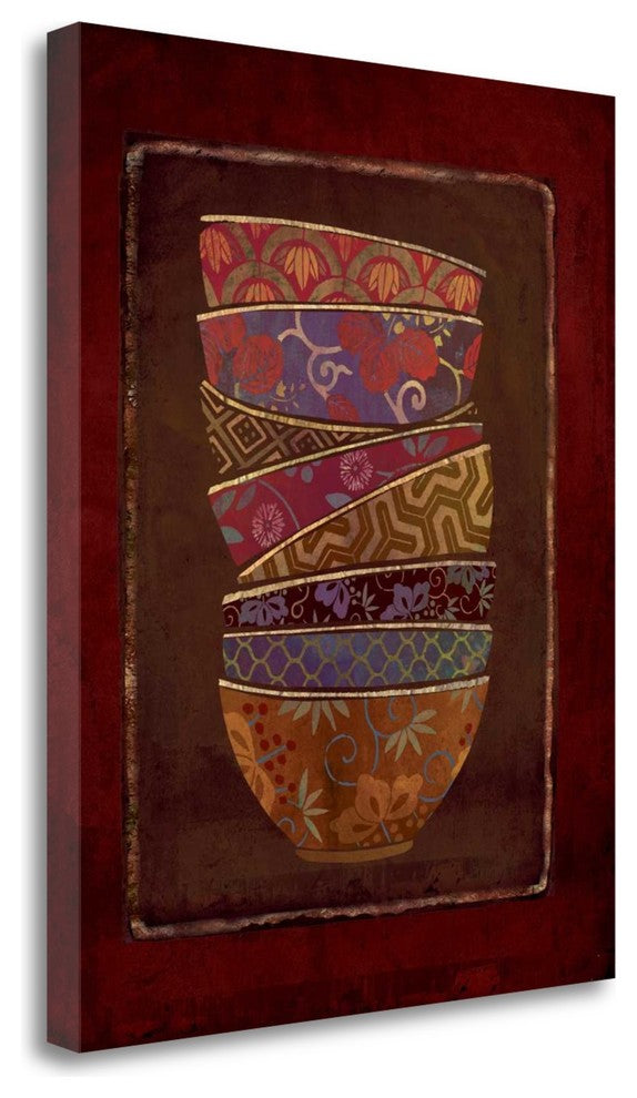 "Asian Bowls II" By Linda Maron, Giclee Print on Gallery Wrap Canvas