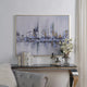 Cityscape Abstract Wall Art 24x32 With Gold Frame, Teal