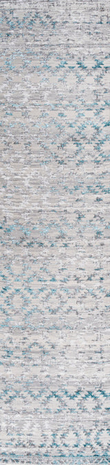 Ancient Faded Trellis Gray/Turquoise 2'x10' Runner Rug