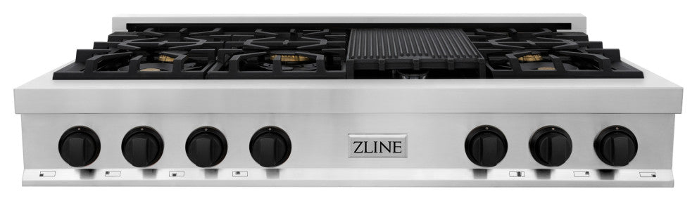 ZLINE 48" Rangetop, Stainless Steel With Matte Black Accents, RTZ-48-MB