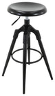 Backless Round Adjustable 4-Legged Metal Barstool, Matte Black