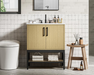 Home Living 30" Single Bathroom Vanity, Honey Brown