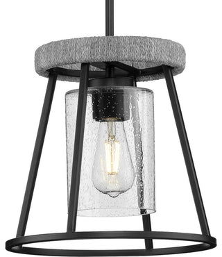 Laramie Collection 1-Light Matte Black Rustic Modern Seeded Glass Pendant