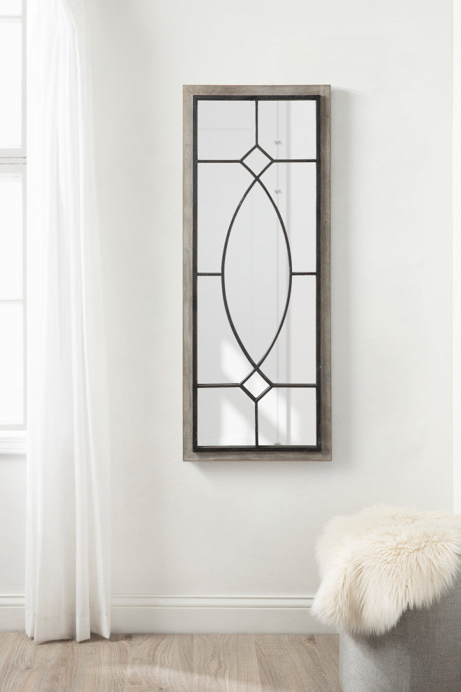 Bakersfield Wood Framed Mirror, Gray,16"x42"