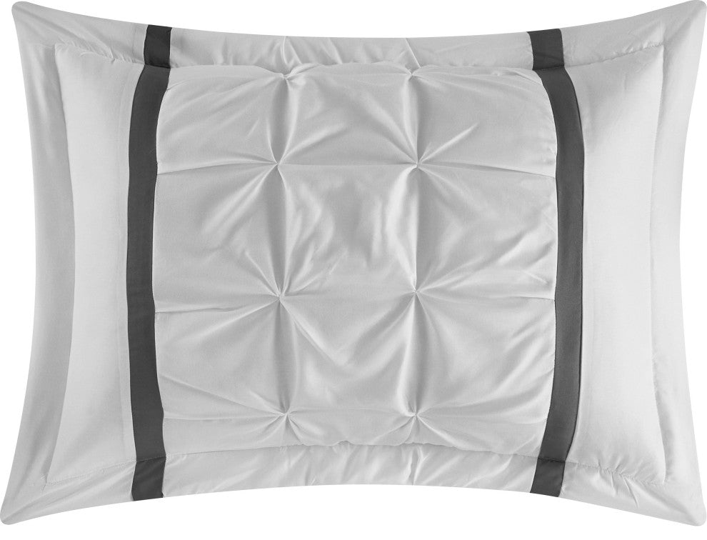 Elena 7 Piece Comforter Bedding Set, White, California King