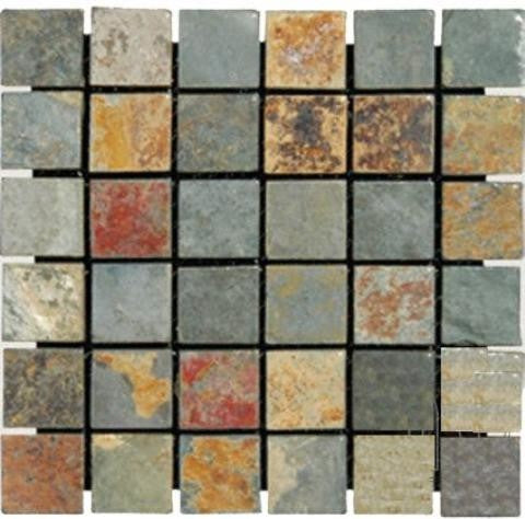 California Autumn Gold 2x2 Tumbled Mosaic Tile, 12"x12", Set of 50