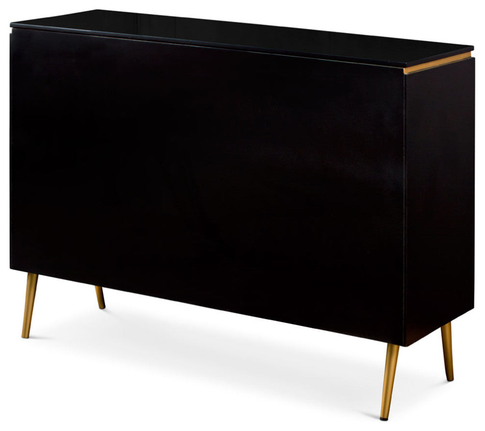 Black and Gold Zen Modern Asian Yuan Sideboard Cabinet