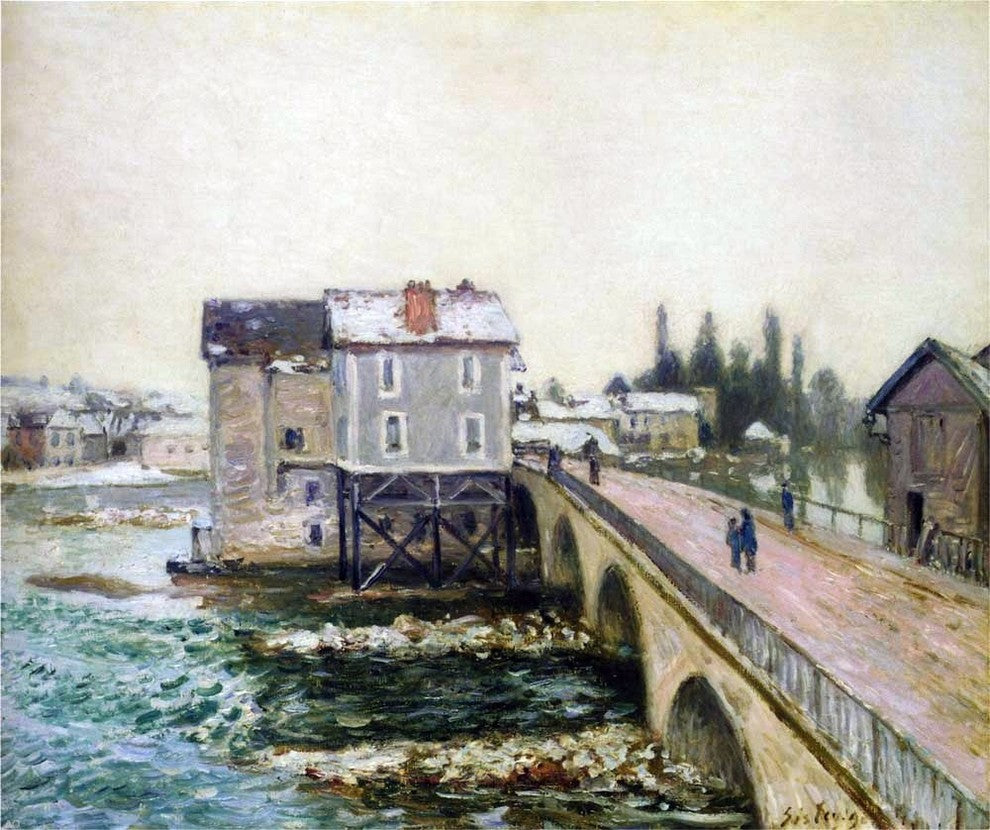 Alfred Sisley The Pont at Moret in Winter, 20"x25" Wall Decal